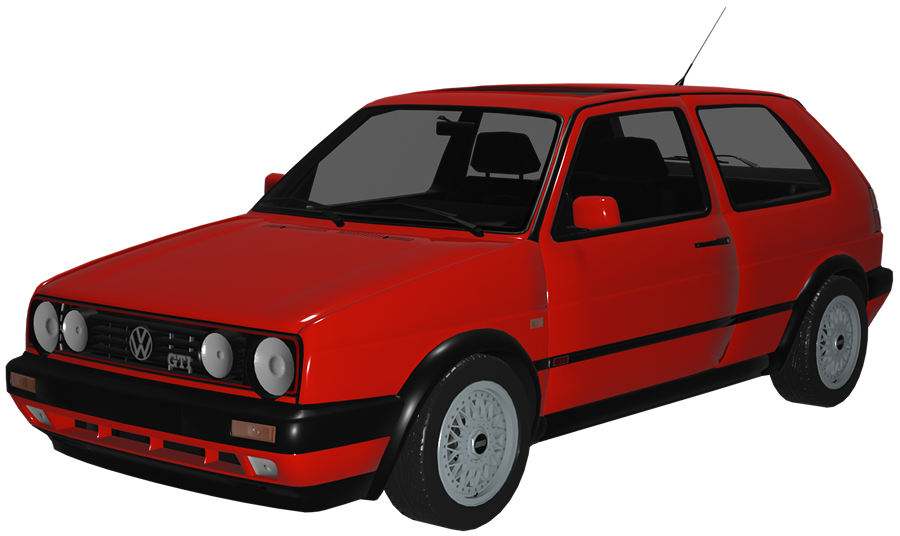 Voiture Golf Rendu 3D vue 45% face + coté gauche