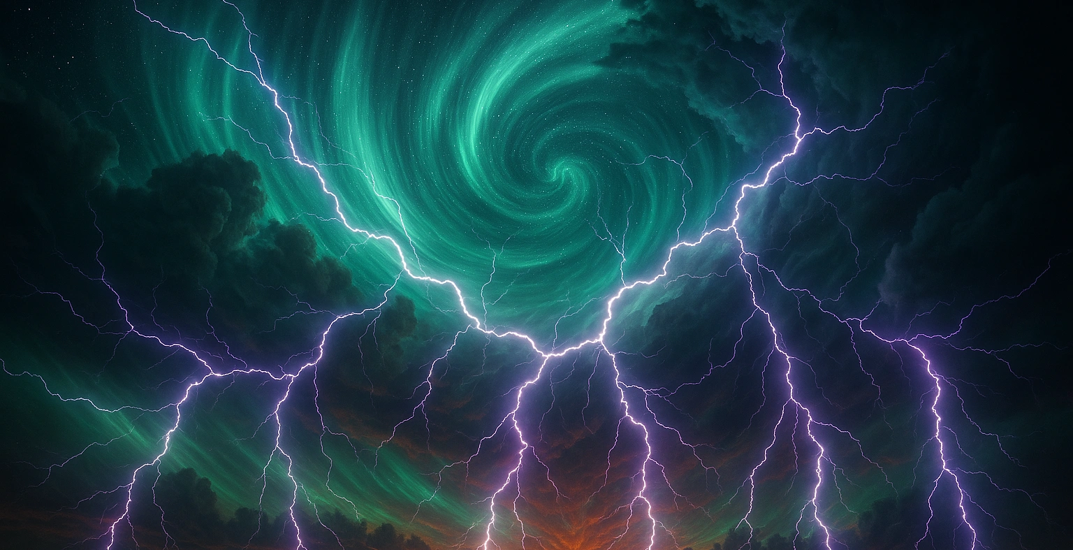 image d'un orage magnétique représenté par Copilot