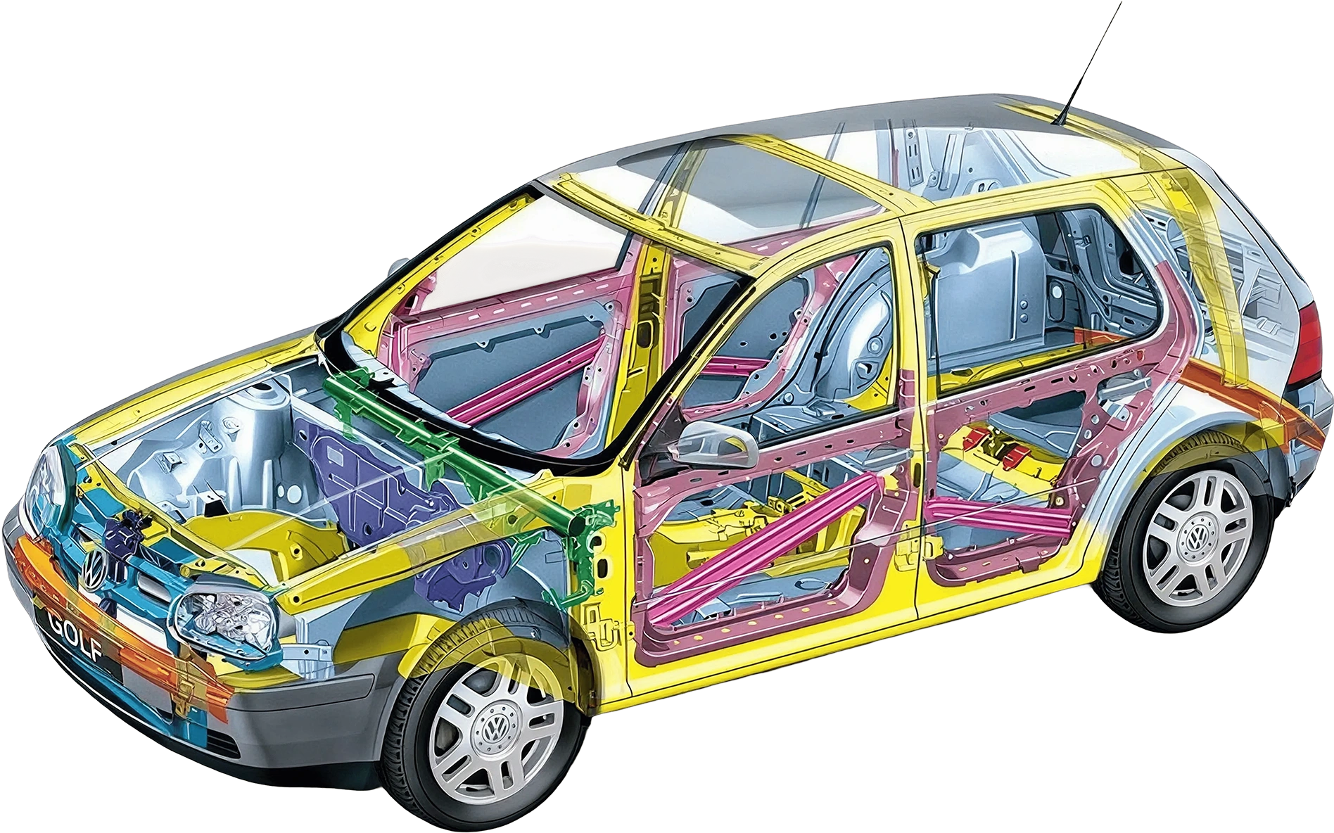 image montrant la structure d'un chassis de voiture