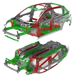 image montrant la structure d'un chassis de voiture