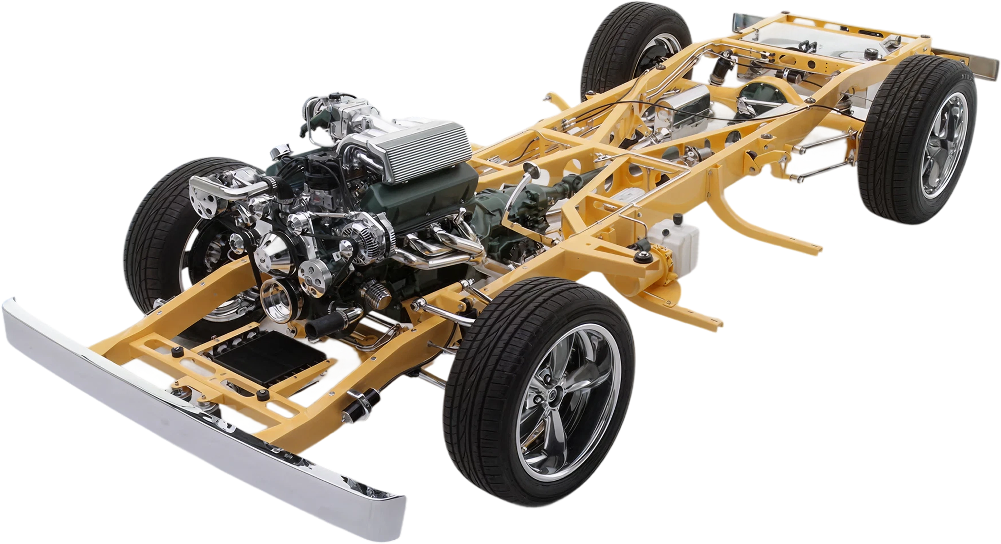 image montrant les composants placé sur le chassis d'une voiture